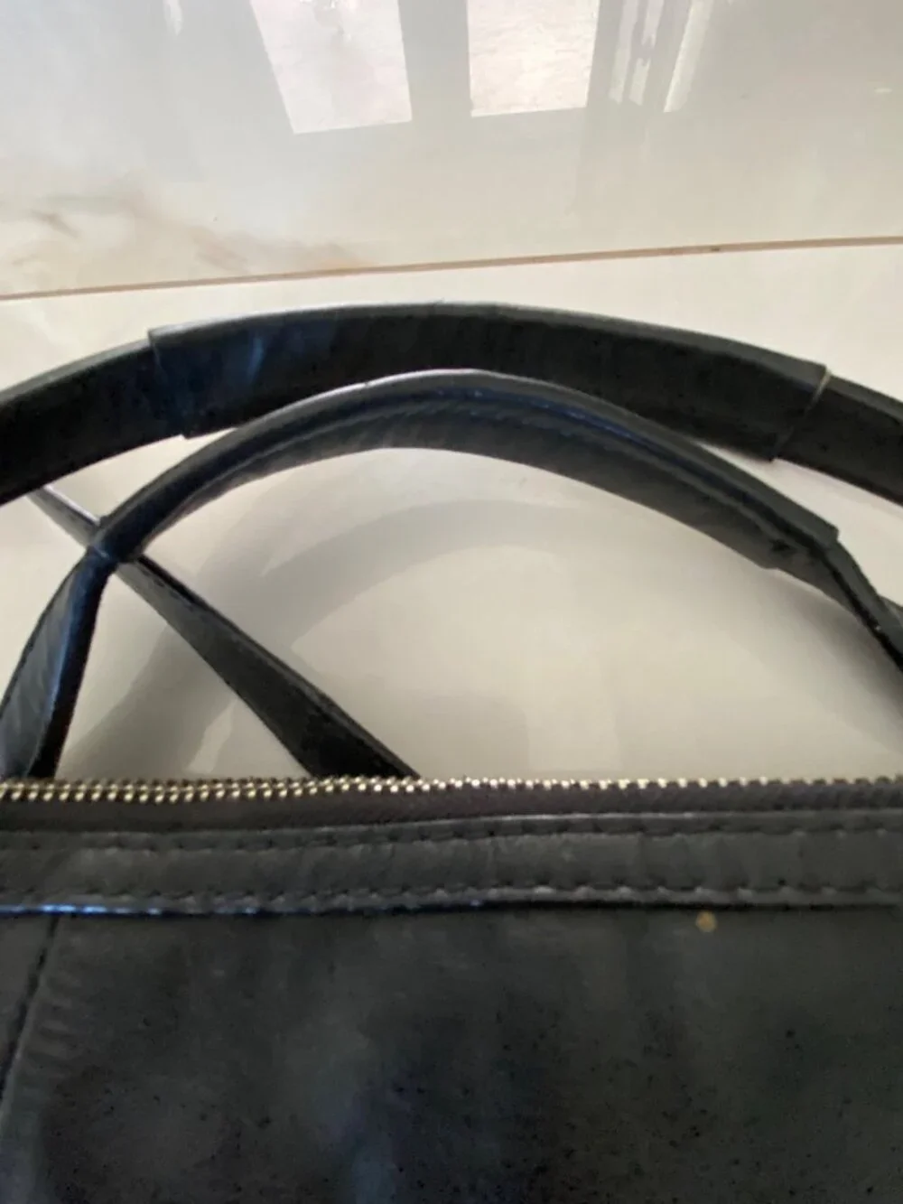 Coach Kristin Black Woven Leather Satchel With Closure & Adjustable Strap